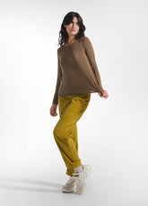 MAGLIA GIROCOLLO A MANICA LUNGA IN MISTO CASHMERE MARRONE - KAKI BROWN | DEHA