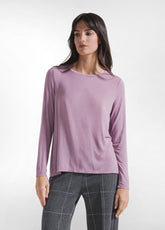 MAGLIA GIROCOLLO A MANICA LUNGA IN MISTO CASHMERE LILLA - DUSTY LILAC | DEHA