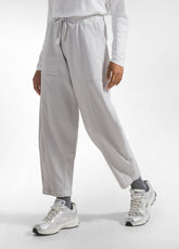 GREY STRETCH GABARDINE BALLOON TROUSERS - ICE GREY | DEHA