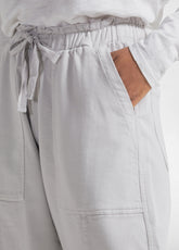 GREY STRETCH GABARDINE BALLOON TROUSERS - ICE GREY | DEHA