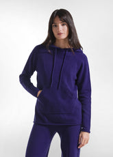 PURPLE COTTON KNITTED CREW NECK TRACKSUIT WITH HOOD AND TROUSERS - | DEHA