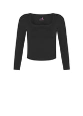 RECYCLED MICROFIBRE LONG SLEEVE TOP - BLACK | DEHA