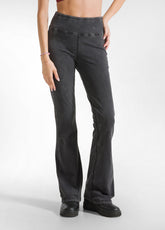 PANTALONE ADERENTE A ZAMPA EFFETTO MARMO NERO - BLACK | DEHA