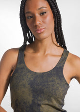 BROWN PRINTED STRETCH MICROFIBER TANK TOP AND LEGGINGS SET - | DEHA