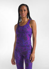 PURPLE PRINTED MICROFIBER TANK TOP AND LEGGINGS SET - | DEHA