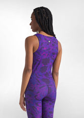 PURPLE PRINTED MICROFIBER TANK TOP AND LEGGINGS SET - | DEHA