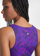PURPLE PRINTED MICROFIBER TANK TOP AND LEGGINGS SET - | DEHA