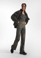 BROWN PRINTED STRETCH MICROFIBER RACERBACK TANK TOP - BROWN ANIMALIER | DEHA