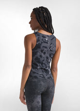 CANOTTA VOGATORE IN MICROFIBRA STRETCH STAMPATA NERO - BLACK ANIMALIER | DEHA