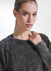 FELPA CORTA IN JERSEY DI COTONE STAMPATO NERO - MARBLE BLACK | DEHA