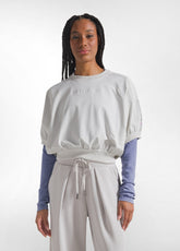 CREW NECK SWEATSHIRT IN TECHNICAL FABRIC WITH SHORT SLEEVES, GREY - ICE GREY | DEHA