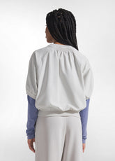 CREW NECK SWEATSHIRT IN TECHNICAL FABRIC WITH SHORT SLEEVES, GREY - ICE GREY | DEHA