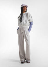 CREW NECK SWEATSHIRT IN TECHNICAL FABRIC WITH SHORT SLEEVES, GREY - ICE GREY | DEHA