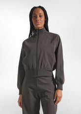 BROWN TECHNICAL FABRIC SWEATSHIRT WITH ZIP AND TROUSERS - | DEHA