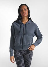 FELPA CON ZIP E CAPPUCCIO EFFETTO MALTINTO NERO - BLACK | DEHA