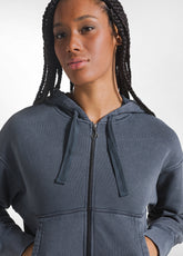 BLACK MALTINTO EFFECT ZIP-UP HOODIE - BLACK | DEHA