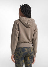 FELPA CON ZIP E CAPPUCCIO EFFETTO MALTINTO TORTORA - MOKA BROWN | DEHA