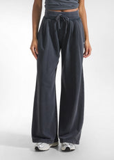 PALAZZO PANTS WITH BLACK MALINT EFFECT - BLACK | DEHA