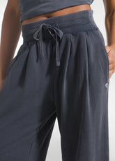 PALAZZO PANTS WITH BLACK MALINT EFFECT - BLACK | DEHA