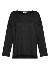 KNITTED LINEN LOOSE SWEATER - BLACK - Linen Clothing for Women | DEHA