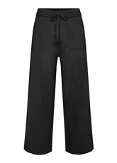 KNITTED LINEN CROP PANTS - BLACK - Pants | DEHA