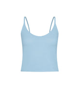 KNITTED LINEN SINGLET - BLUE - Tops & T-Shirts | DEHA