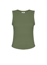 OLD-DYE RIBBED TANK TOP - GREEN - OLIVE GREEN | DEHA