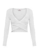 KNITTED WRAP SWEATER - WHITE - Sweaters | DEHA