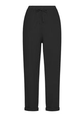 LINEN STRAIGHT PANTS - BLACK - Linen Clothing for Women | DEHA