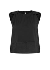 BLOUSE WITH LINEN INSERT - BLACK - Tops & T-Shirts | DEHA