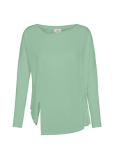 COMBINED LINEN LONG SLEEVES T-SHIRT - GREEN - Linen Clothing for Women | DEHA