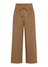 HIGH WAISTED BLAZER AND TROUSERS SET IN BROWN LINEN - Travelwear | DEHA