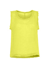 YELLOW LINEN FRINGED CAMISOLE - SUNNY LIME | DEHA