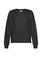 BLACK ROUND NECK SWEATSHIRT WITH ROUNDED BOTTOM - Leisurewear | DEHA