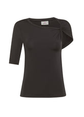 ASYMMETRICAL KNOTTED TOP - BLACK - Tops & T-Shirts | DEHA