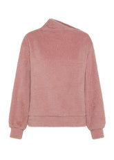 HIGH NECK FLUFFY SWEATSHIRT - PINK - MISTY ROSE | DEHA