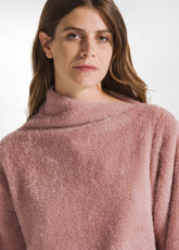 HIGH NECK FLUFFY SWEATSHIRT - PINK - MISTY ROSE | DEHA