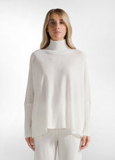 PULLOVER COLLO ALTO MISTO LANA BIANCO - fronte | DEHA