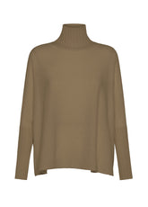 WOOLY BLEND HIGH NECK SWEATER - BROWN - GLACE' BROWN | DEHA