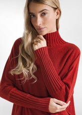 PULLOVER COLLO ALTO MISTO LANA ARANCIO - RUST ORANGE | DEHA