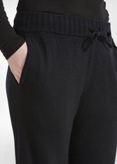 WOOLY BLEND KNITTED JOGGER PANTS - BLACK - BLACK | DEHA