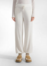 WOOLY BLEND KNITTED JOGGER PANTS - WHITE - MILK WHITE | DEHA