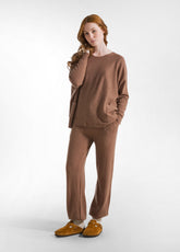 KNITTED JOGGER IN BROWN WOOL BLEND - Pants - Outlet | DEHA