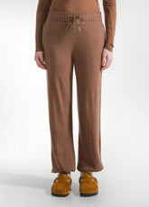 KNITTED JOGGER IN BROWN WOOL BLEND - GLACE' BROWN | DEHA