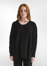 PULLOVER AMPIO MISTO LANA NERO - fronte | DEHA
