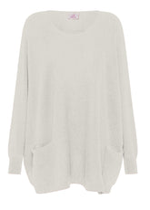 WIDE WHITE WOOL BLEND SWEATER - MILK WHITE | DEHA