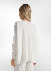 WIDE WHITE WOOL BLEND SWEATER - MILK WHITE | DEHA