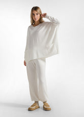 WIDE WHITE WOOL BLEND SWEATER - MILK WHITE | DEHA