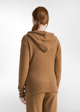 CARDIGAN CON ZIP E CAPPUCCIO MARRONE - GLACE' BROWN | DEHA