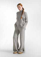 LOUNGE-STRICKHOSE MIT WEITEM BEIN - GRAU - GREY MELANGE | DEHA